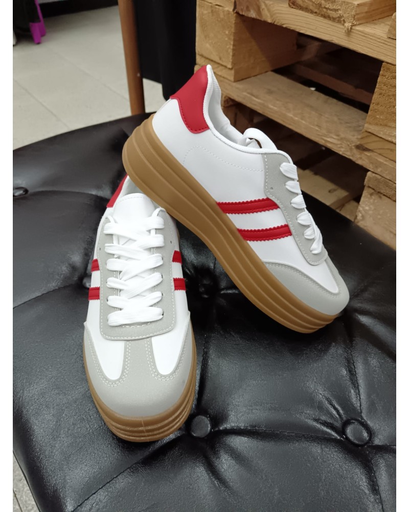 ZAPATILLAS GAZELLE INSPIRACIÓN BLANCO Y ROJO P25