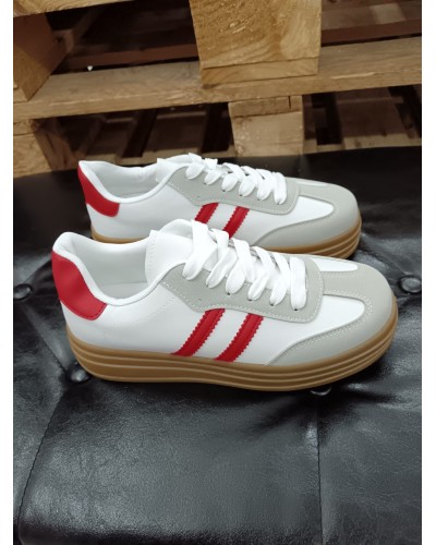 ZAPATILLAS GAZELLE INSPIRACIÓN BLANCO Y ROJO P25