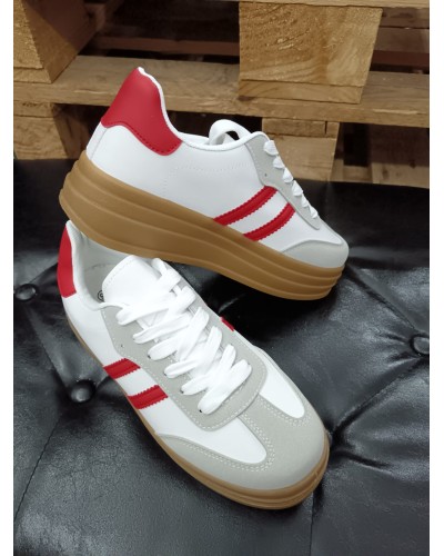 ZAPATILLAS GAZELLE INSPIRACIÓN BLANCO Y ROJO P25