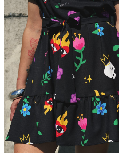 VESTIDO "DIBUJO AMA" NEGRO  AIRE RETRO