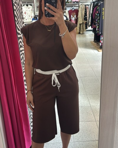Bermuda Pamela para Mujer | Short Tiro Alto Casual - Chocolate, Marrón, Negro y Beige