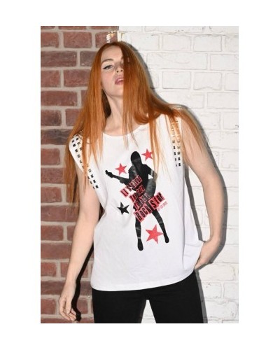 Camiseta "Electric Girl" Blanca – Diseño con Tachuelas y Glitter | Pensando en Ti