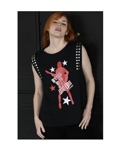 Camiseta Electric Girl negra| Glam Rock con Tachuelas – Noc the brand