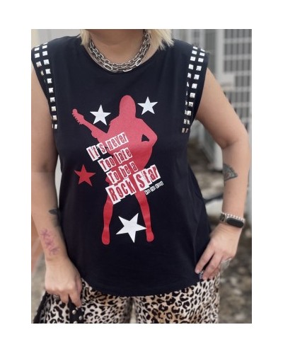 Camiseta Electric Girl negra| Glam Rock con Tachuelas – Noc the brand