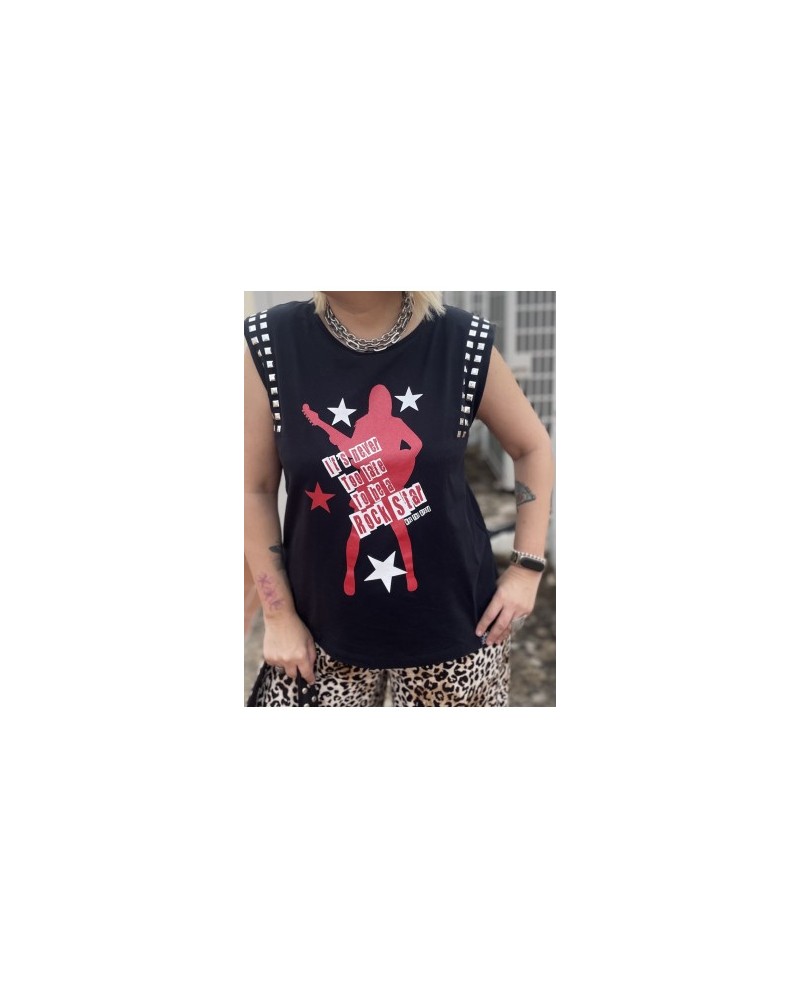 Camiseta Electric Girl negra| Glam Rock con Tachuelas – Noc the brand