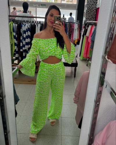 PANTALÓN ANIMAL PRINT VERDE FLÚOR