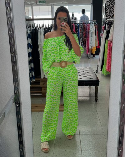 PANTALÓN ANIMAL PRINT VERDE FLÚOR