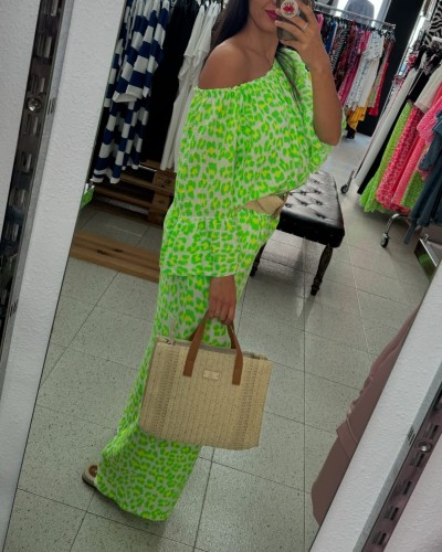 BLUSAS ANIMAL PRIMT VERDE FLÚOR