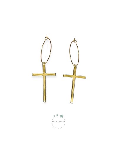 Pendientes Aro Cruz dorados 17 by Sara – Estilo Único y Elegante para Tu Look Diario | Pensando en Tishop