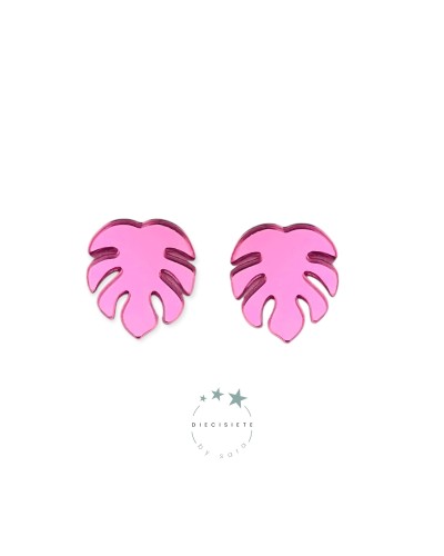 Pendientes Hoja Monstera Rosa – Estilo Tropical y Elegante para Tu Look Diario | Pensando en Tishop