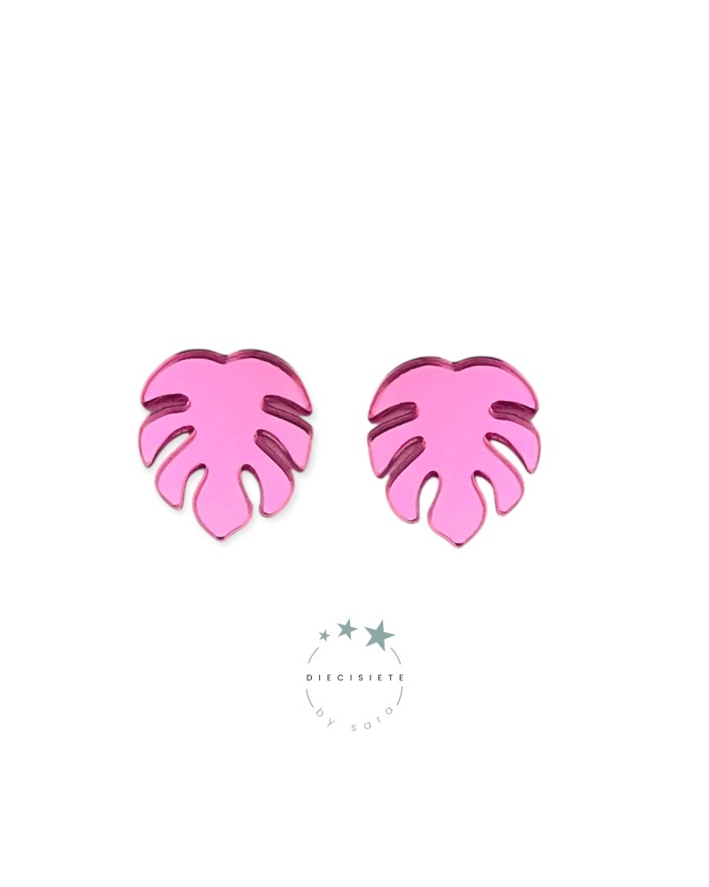 Pendientes Hoja Monstera Rosa – Estilo Tropical y Elegante para Tu Look Diario | Pensando en Tishop