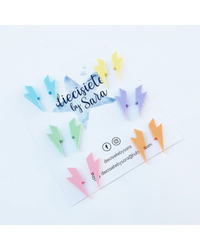 PENDIENTES RAYO PASTEL MINI-17 BY SARA