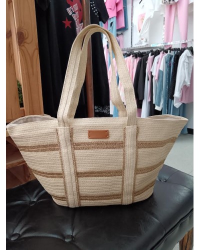 BOLSO RAFIA DORADOS ASA GRANDE