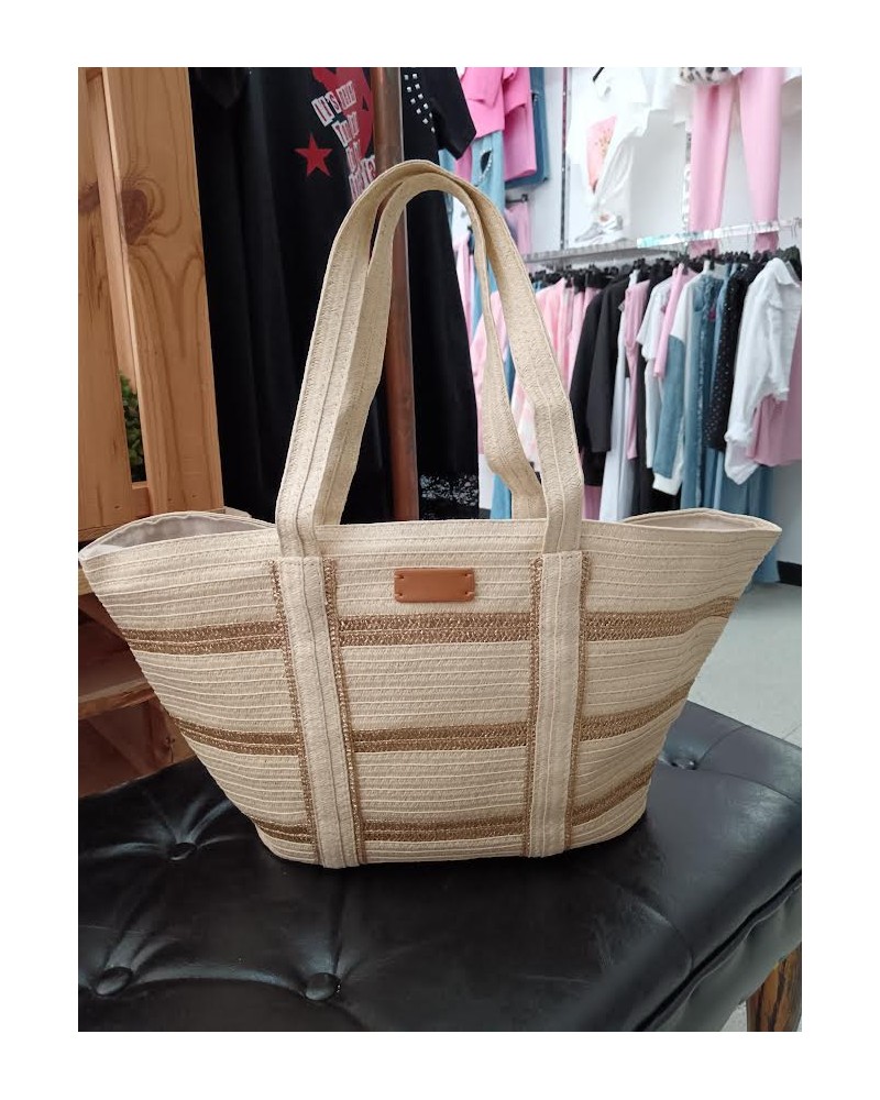 BOLSO RAFIA DORADOS ASA GRANDE
