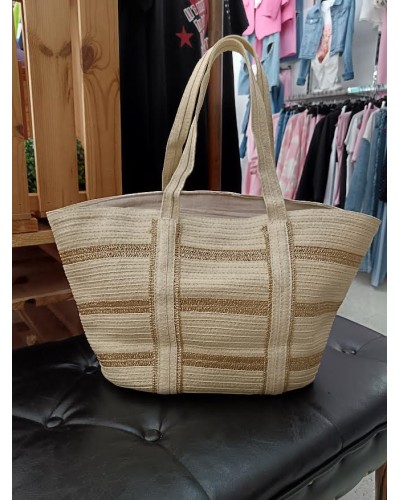 BOLSO RAFIA DORADOS ASA GRANDE