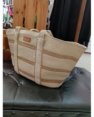BOLSO RAFIA DORADOS ASA GRANDE