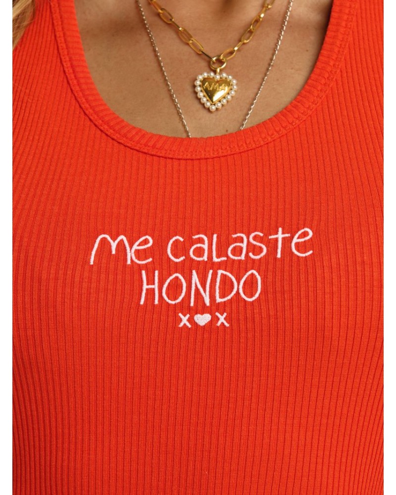 CAMI TIRANTES "ME CALASTE" FUEGO AIRE RETRO
