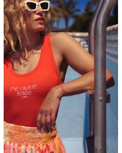 CAMI TIRANTES "ME CALASTE" FUEGO AIRE RETRO