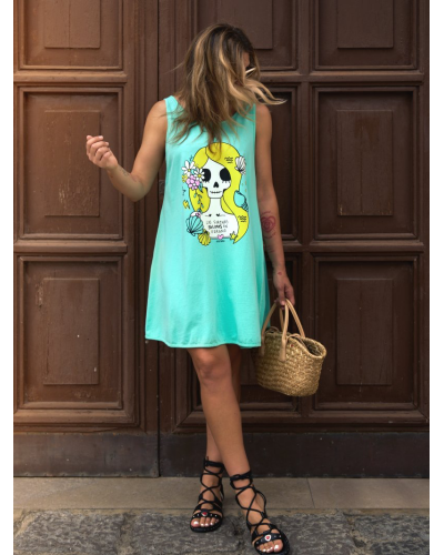 VESTIDO SKATER "SIRENA" TURQUESA AIRE RETRO
