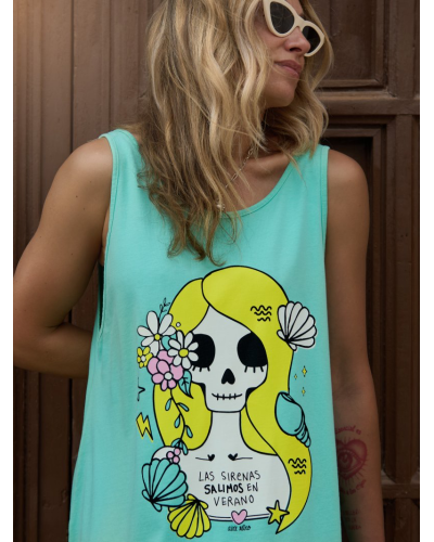 VESTIDO SKATER "SIRENA" TURQUESA AIRE RETRO