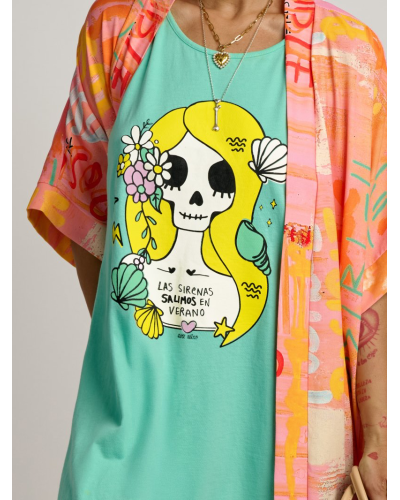 VESTIDO SKATER "SIRENA" TURQUESA AIRE RETRO