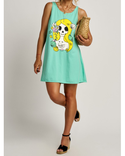 VESTIDO SKATER "SIRENA" TURQUESA AIRE RETRO