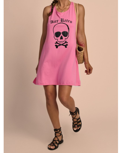 VESTIDO SKATER "CALAVERA" ROSA AIRE RETRO