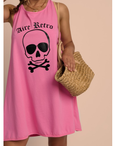 VESTIDO SKATER "CALAVERA" ROSA AIRE RETRO