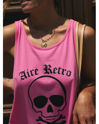 VESTIDO SKATER "CALAVERA" ROSA AIRE RETRO