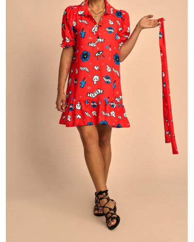 VESTIDO "RITA" ROJO AIRE RETRO