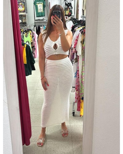 Conjunto crochet 'Carfu' en Pensando en ti Shop: top + pantalón