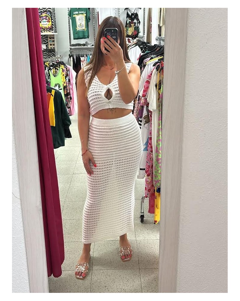 Conjunto crochet 'Carfu' en Pensando en ti Shop: top + pantalón