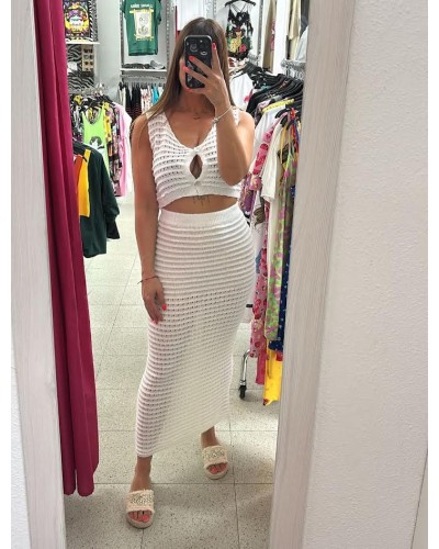 Conjunto crochet 'Carfu' en Pensando en ti Shop: top + pantalón
