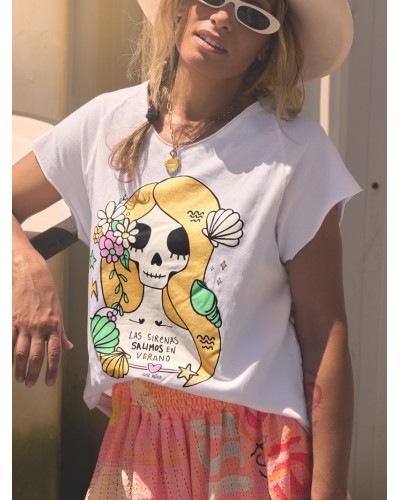 CAMI CHICA "SIRENA" BLANCA AIRE RETRO