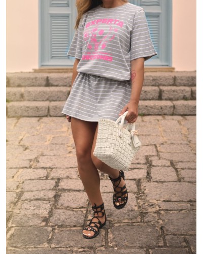 VESTIDO "EXPERTA" GRIS AIRE RETRO