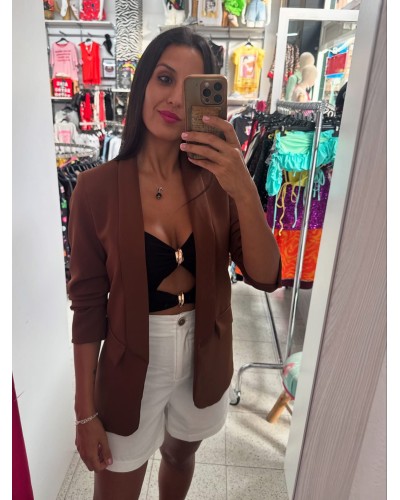 Blazer marrón chocolate en tallas desde la s a la xxl por 27,99€
