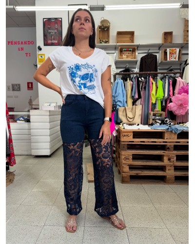 PANTALON DENIM ENCAJE