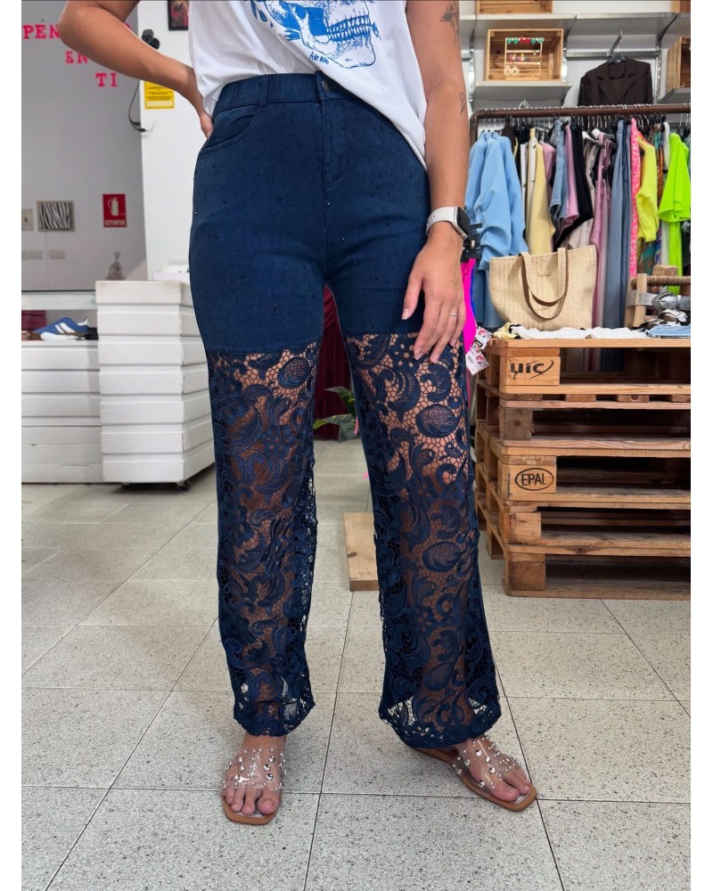 PANTALON DENIM ENCAJE