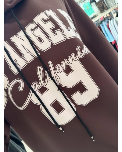 Sudadera mujer con capucha y maxi print | Corte asimétrico