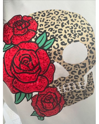 SUDADERA ROSAS CALAVERA BLANCO