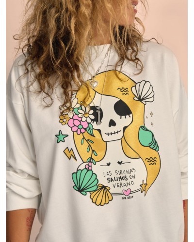 SUDADERA SIRENA CRUDA AIRE RETRO