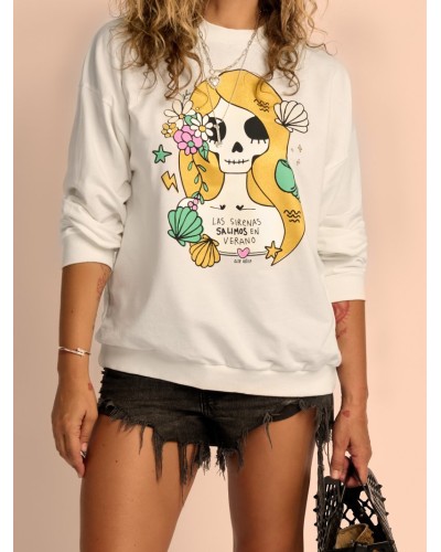 SUDADERA SIRENA CRUDA AIRE RETRO