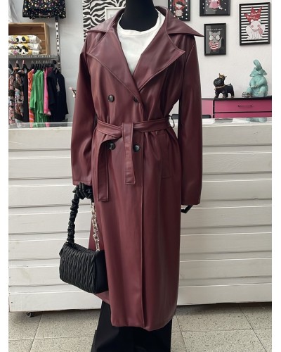 Gabardina de Polipiel Granate – Estilo Urbano & Elegancia al Mejor Precio