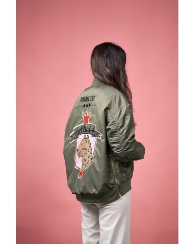 Bomber Aviator Anabel Lee – chaqueta oversize con bordado dorado | Pensando en Ti