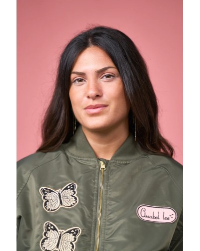 Bomber Aviator Anabel Lee – chaqueta oversize con bordado dorado | Pensando en Ti