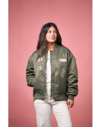 Bomber Aviator Anabel Lee – chaqueta oversize con bordado dorado | Pensando en Ti