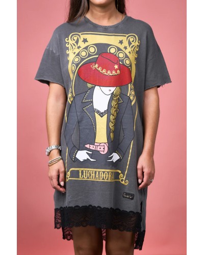 Vestido Luchadora Anabel Lee – oversize con glitter y puntilla