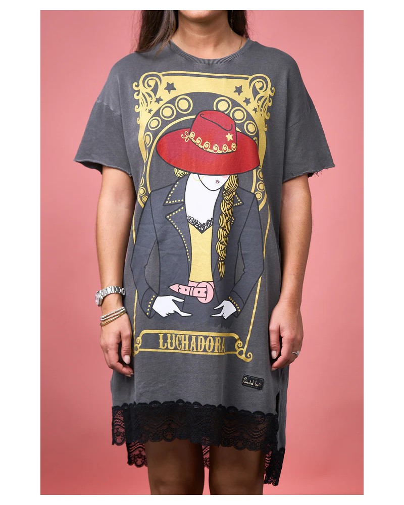 Vestido Luchadora Anabel Lee – oversize con glitter y puntilla