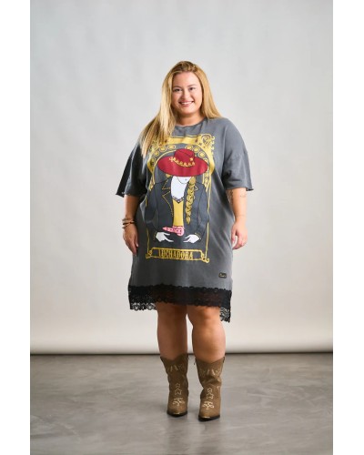Vestido Luchadora Anabel Lee – oversize con glitter y puntilla