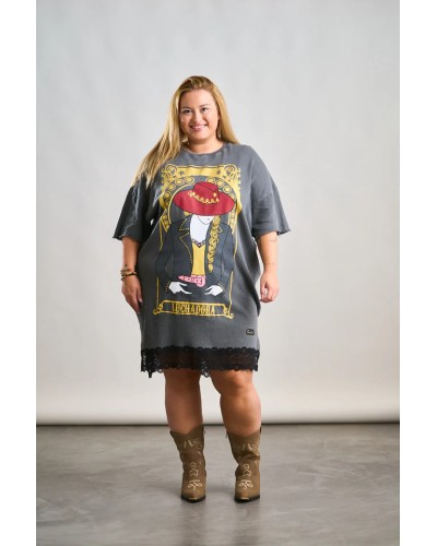 Vestido Luchadora Anabel Lee – oversize con glitter y puntilla